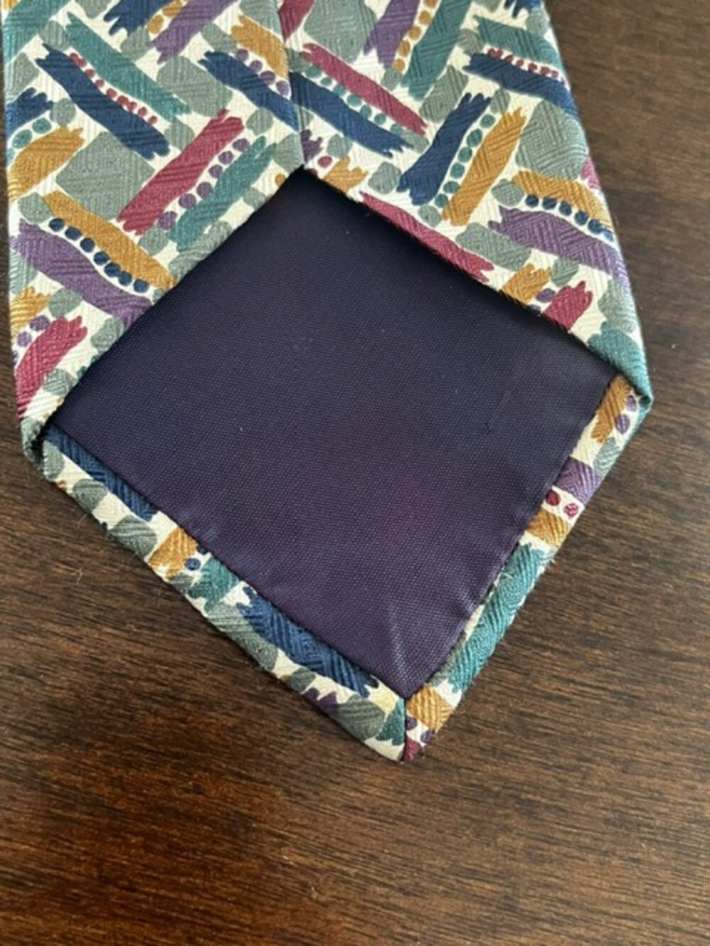 Structure Silk Tie Multicolor Abstract Pattern - Picture 4 of 9